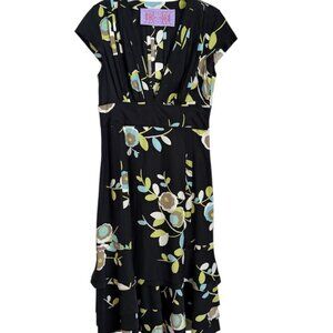 Tuleh floral print silk midi dress Y2K size 6
